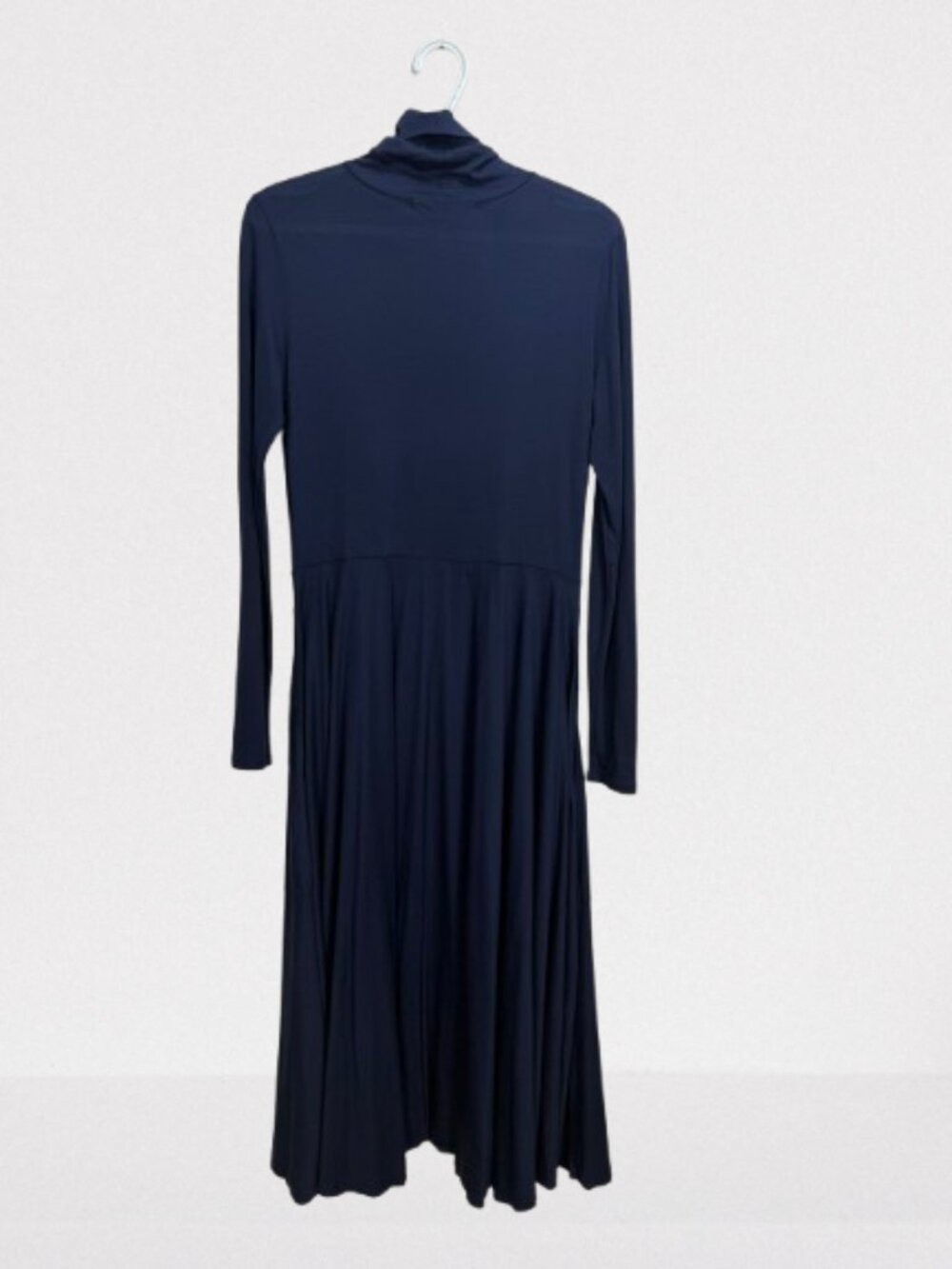 Peruvian‎ Connection NWOT Ariana Jersey Turtleneck Midi Dress Size S in Navy - Picture 6 of 10